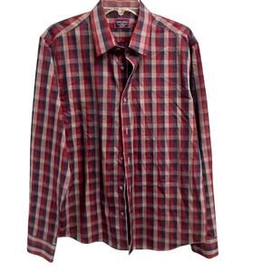 Untuckit Size Large Red Blue Button Down Shirt Slim Fit